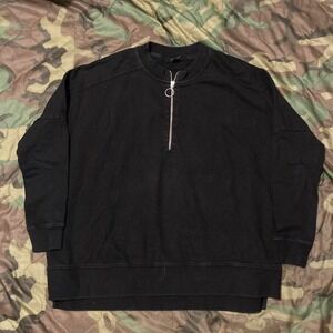 AllSaints black half zip pullover sweatshirt cotton minimalist size M/L
